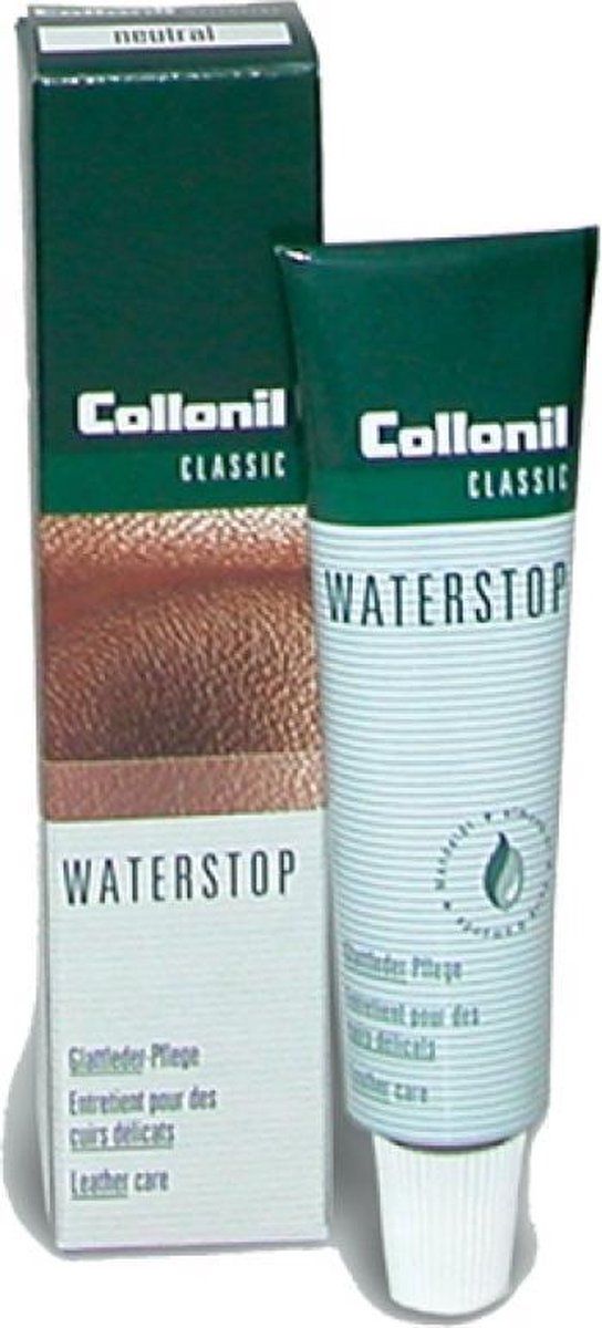 De Waterstop crème - 20ml tubetje - bevat amandelolie voor extra voeding aan glad leer.