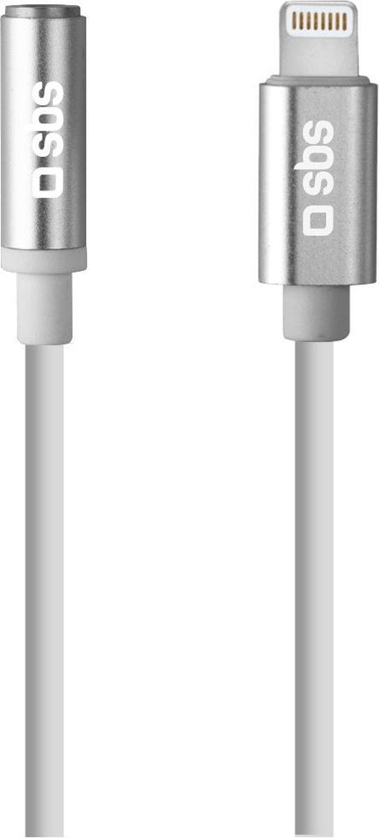 SBS Mobile Lightning adapter Male naar jack 3.5mm Female- Wit