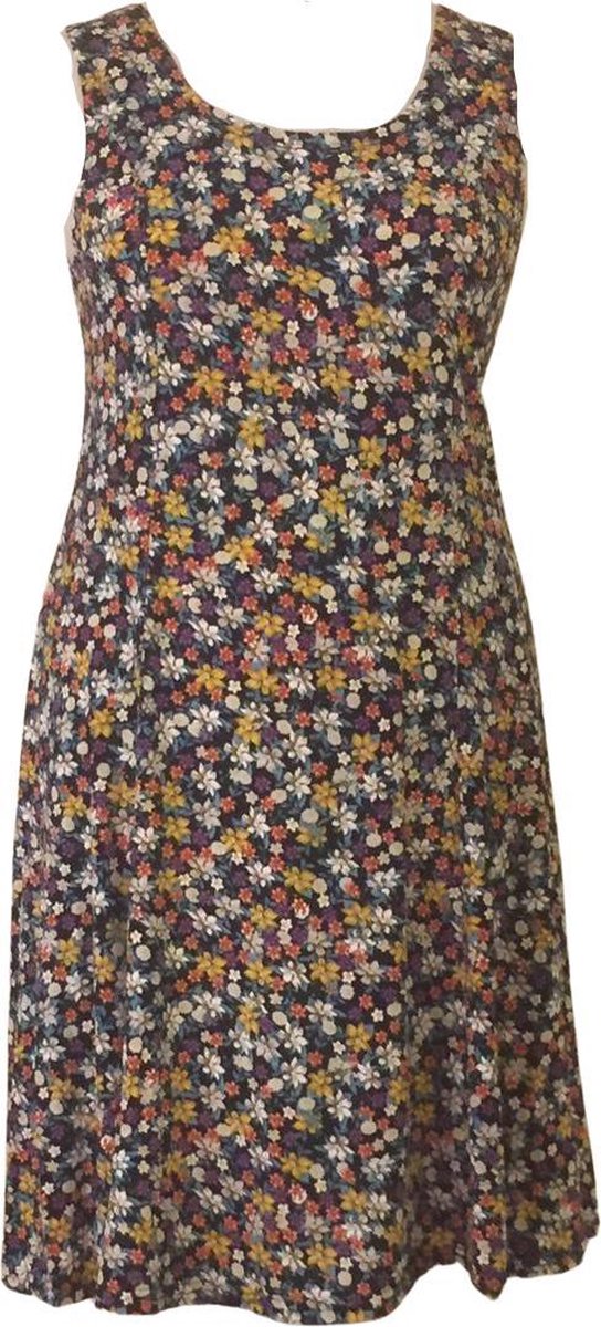 Stijlvolle Dames Jurk / Zomerjurk / Dress | Luchtige Stof | Bloemen print | Zwart - L/XL