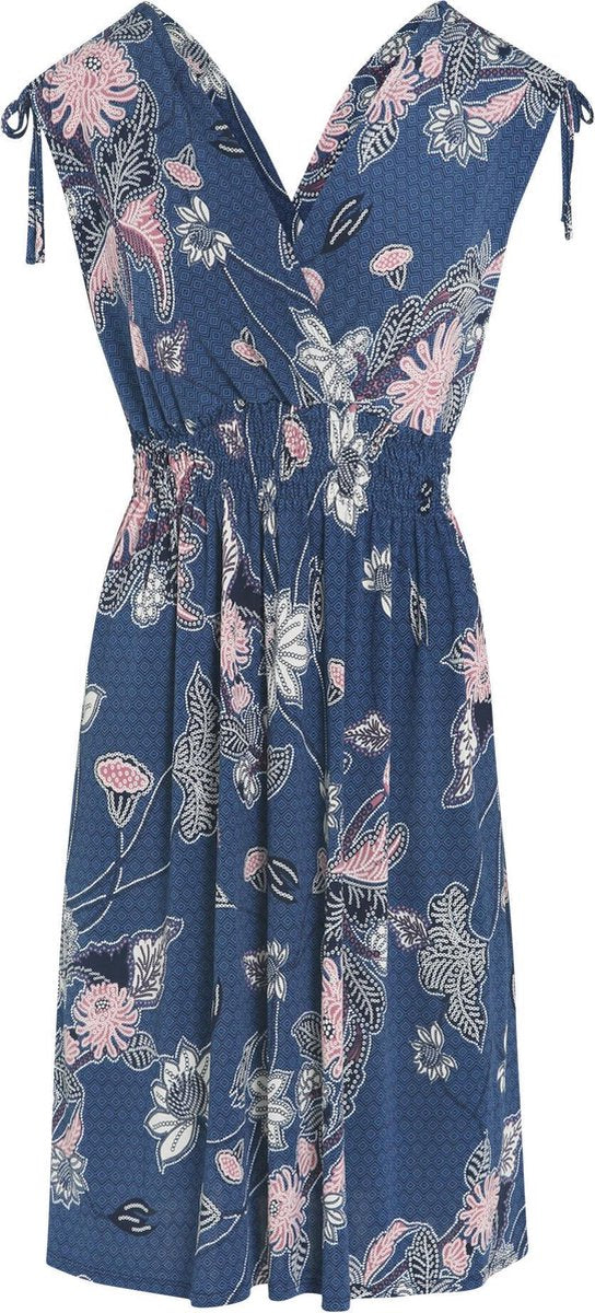 Cassis - Korte jurk met bloemenprint - Blauw