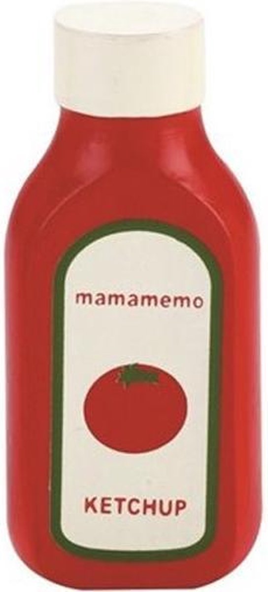 Mama Memo Fles Ketchup Hout 10 Cm Rood