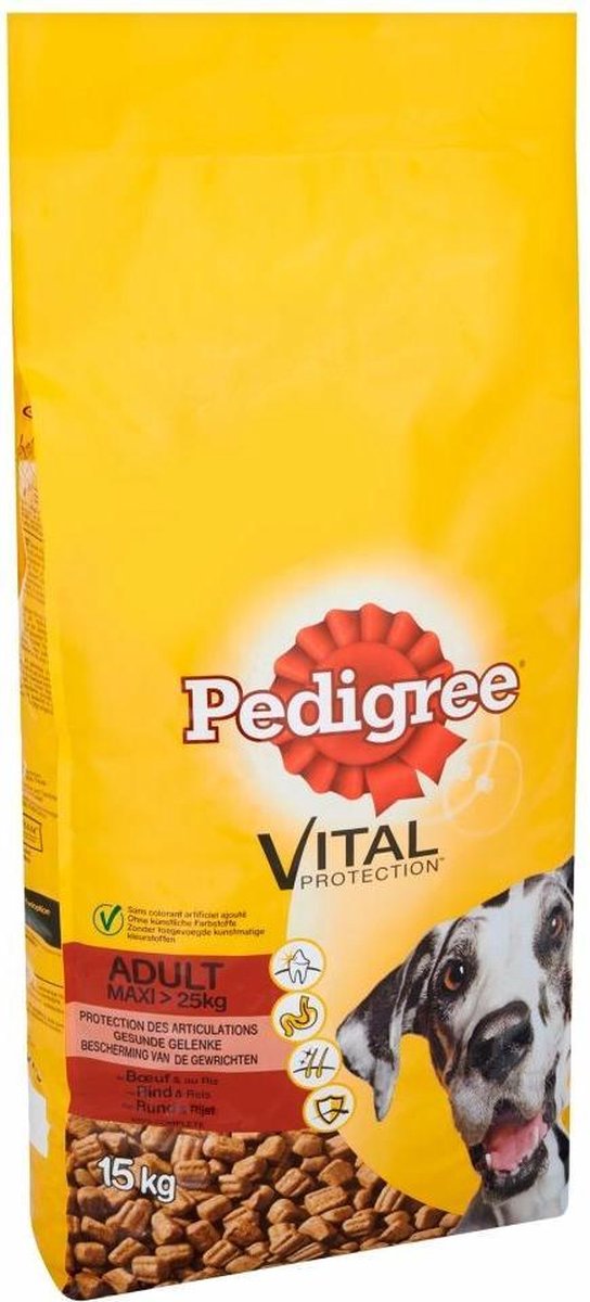 Pedigree Vital Protection Maxi Adult Brokken - Rund & Rijst - Hondenvoer - 15kg