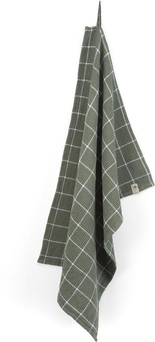 Walra Keukendoek Dry with Cubes - 50x70 - 100% Katoen - Legergroen