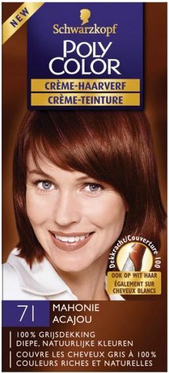 Poly Color Creme Haarverf 71 - Mahonie - 3 st - voordeelverpakking