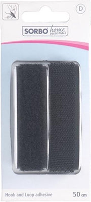 Sorbo Home Essentials klitteband zwart - zelfklevend - 50 cm x 2 cm - extra sterke klittenband