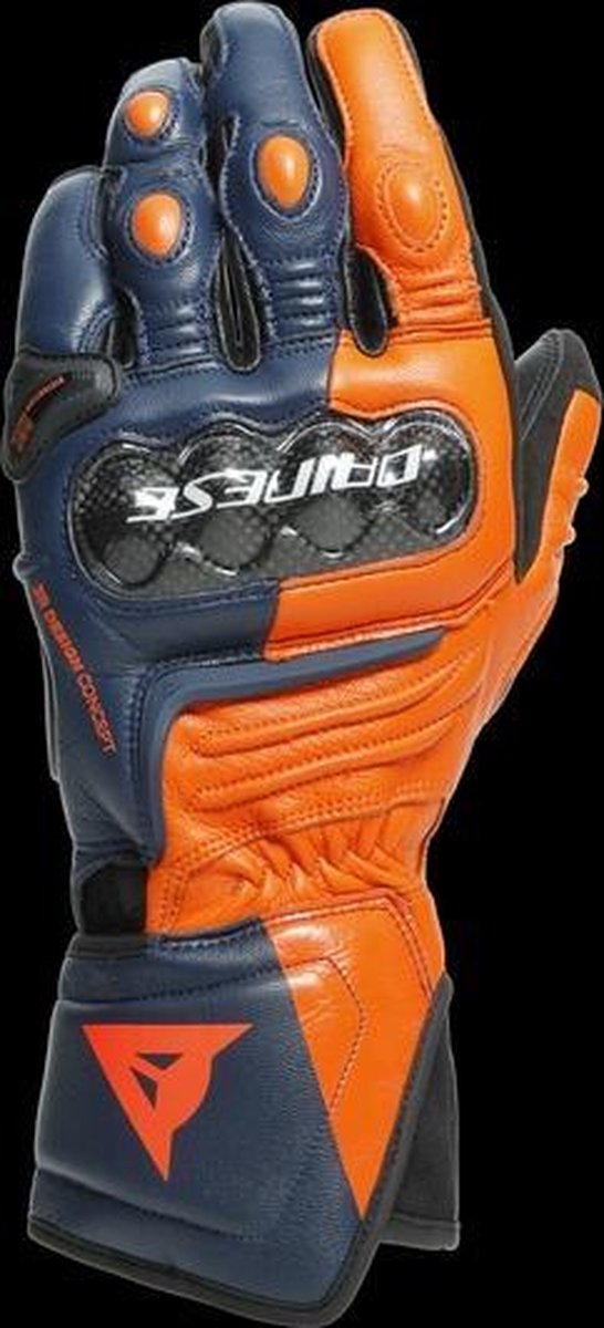 Dainese Carbon 3 Long Black Iris Flame Orange Fluo Red Motorcycle Gloves XL