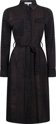 Tramontana | Doorknoopjurk met Croco Print | Print Blacks | Maat L | Jurken voor Vrouwen | Jurken Dames