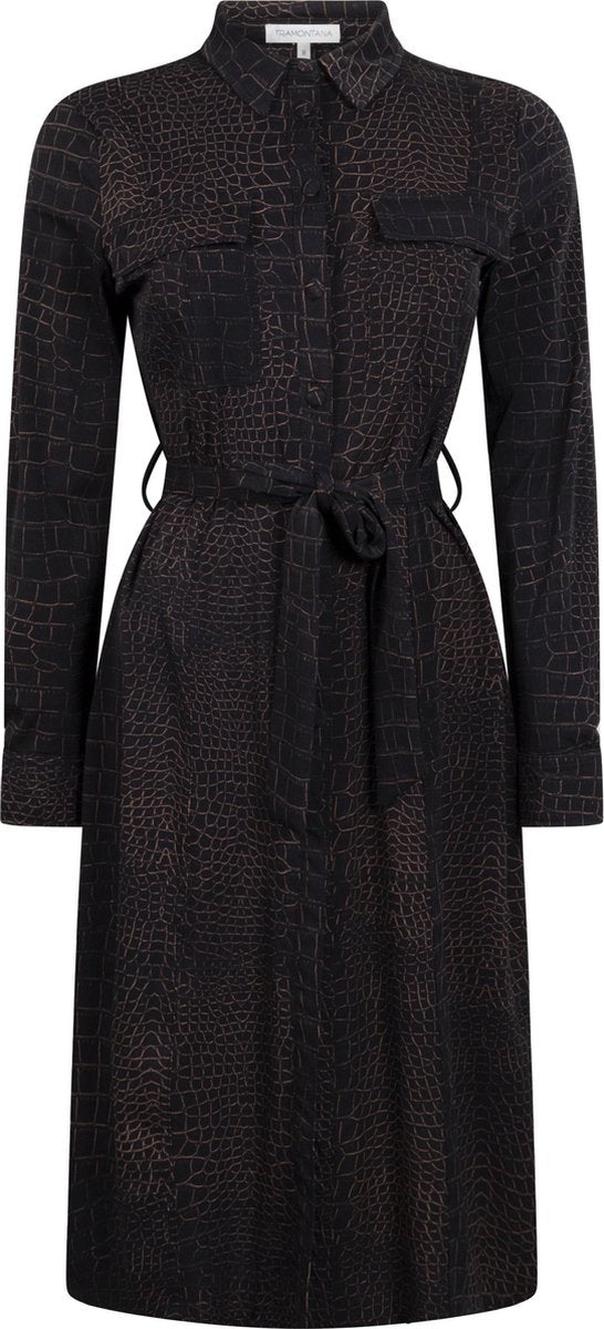 Tramontana | Doorknoopjurk met Croco Print | Print Blacks | Maat L | Jurken voor Vrouwen | Jurken Dames