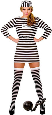 Generik Verkleedkleding Sexy Boeven jurkje Jamie voor vrouwen Zwart Wit - M