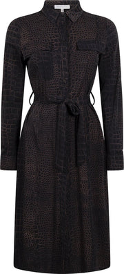 Tramontana | Doorknoopjurk met Croco Print | Print Blacks | Maat M | Jurken voor Vrouwen | Jurken Dames