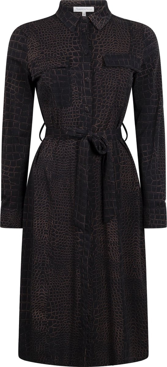 Tramontana | Doorknoopjurk met Croco Print | Print Blacks | Maat M | Jurken voor Vrouwen | Jurken Dames