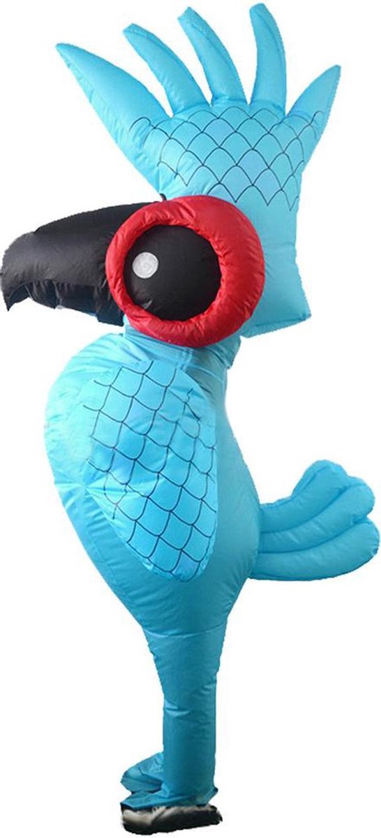 Opblaasbaar paradijsvogel kostuum blauw mascotte pak - one size - vogel papegaai pak