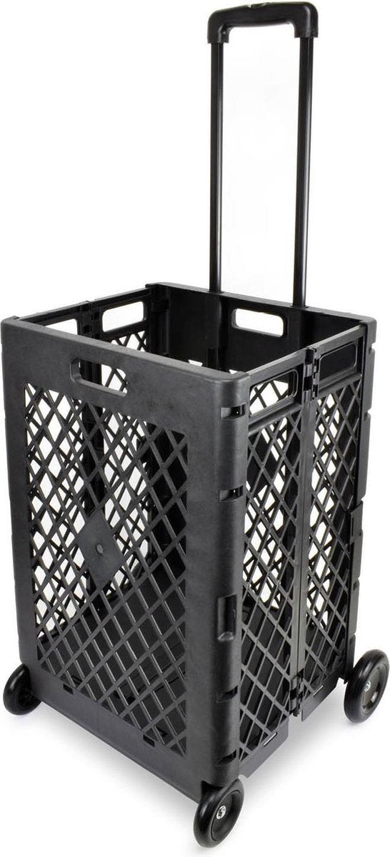 O'DADDY Boodschappentrolley met 4 wielen XXL 55L zwart - inklapbaar boodschappenkrat