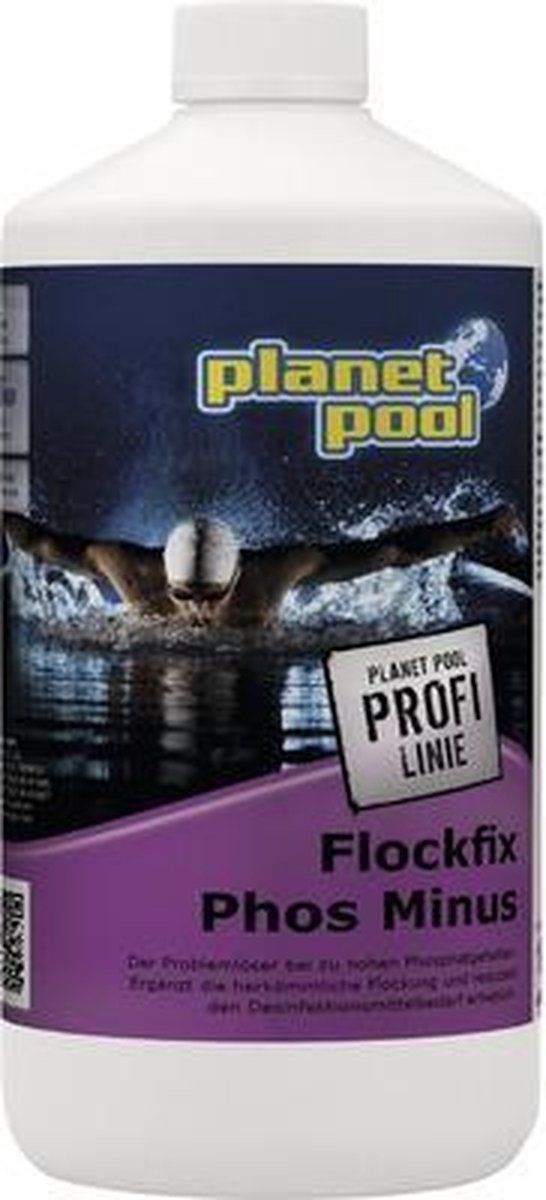 Flockfix Phos Minus 1 Liter Fosfaatverwijderaar voor zwembad filter water kwaliteits verbeteraar Phosphate and nitrate Remover for swimming pool filter improves the water quality improver