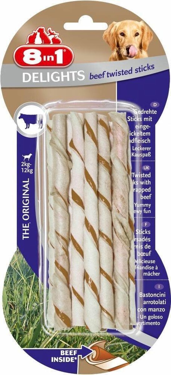 6x 8in1 Delights Beef Twisted Sticks 10 stuks