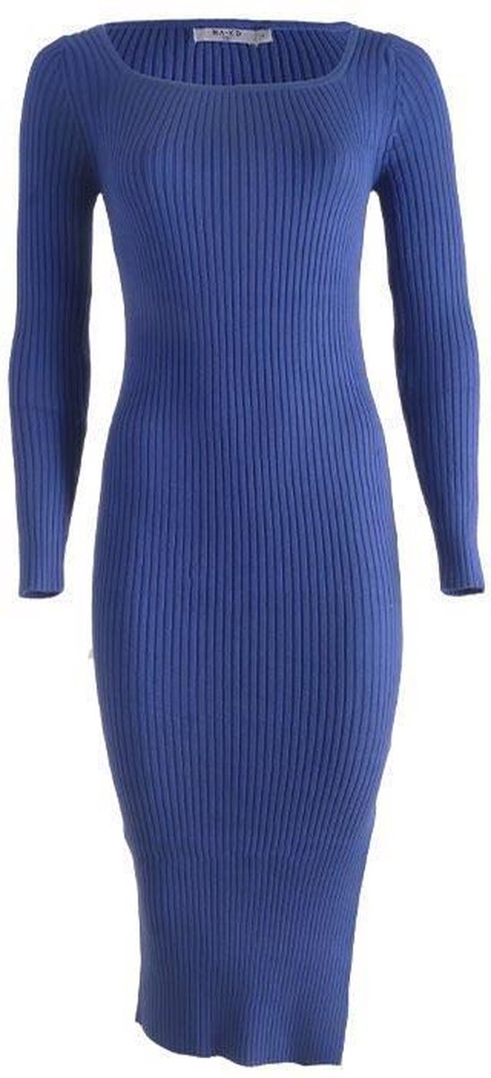 NA-KD Jurk Square Neck Side Slit Midi Blauw XL