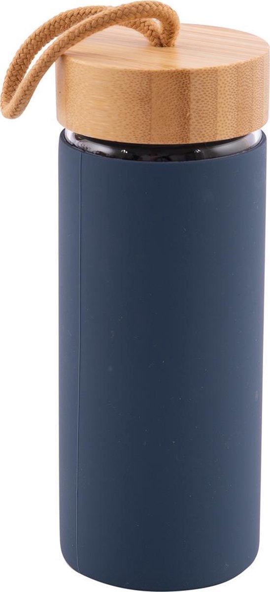 Point-Virgule - Glazen waterfles voor volwassenen en kinderen - Donkerblauw - 450ml