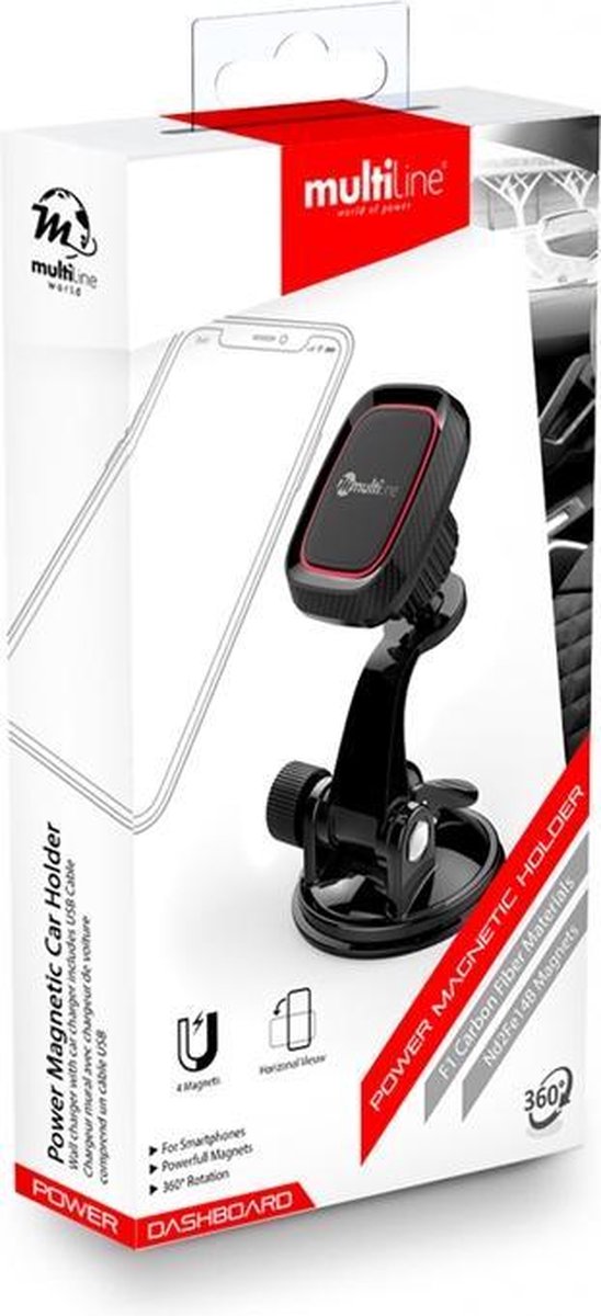 Multiline Power Magnetische Auto Houder - Dashboard - Zwart