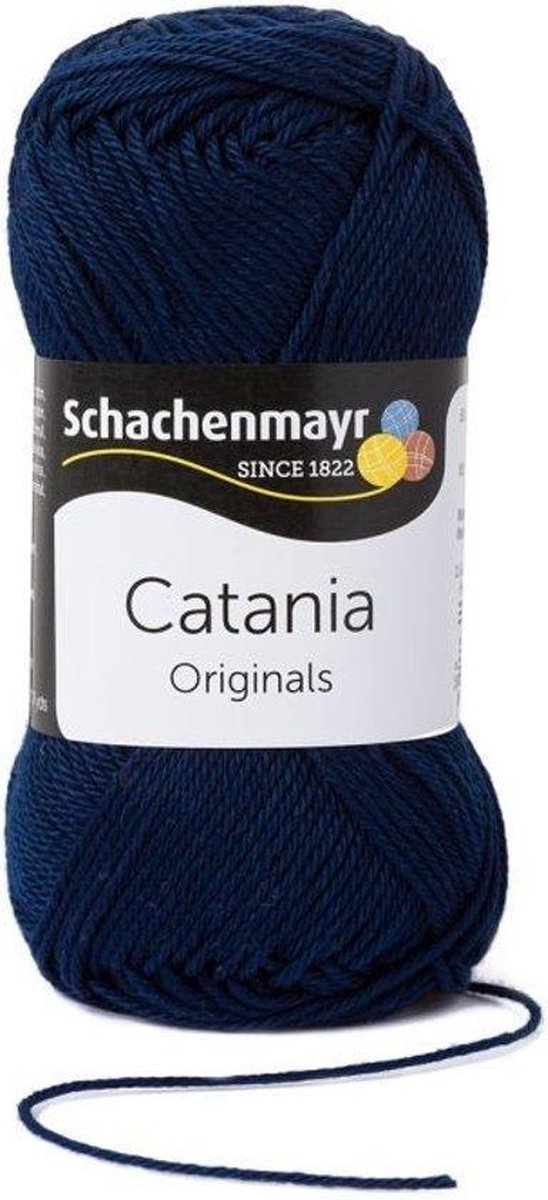 Schachenmayr Catania katoen 124 Marine/ donkerblauw. PAK MET 10 BOLLEN a 50 GRAM. KL.NUM. 20373833.  INCL. Gratis Digitale vinger haak en brei toerenteller