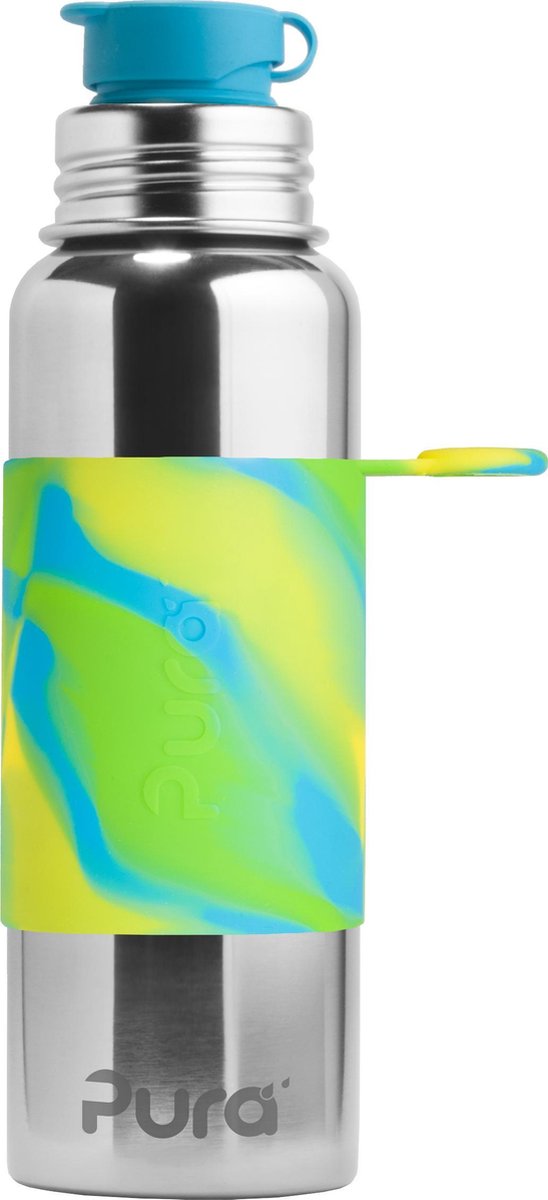 Pura sportfles 850 ml + aqua swirl sleeve