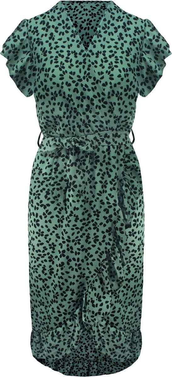 Stip Ruffel Dress Groen