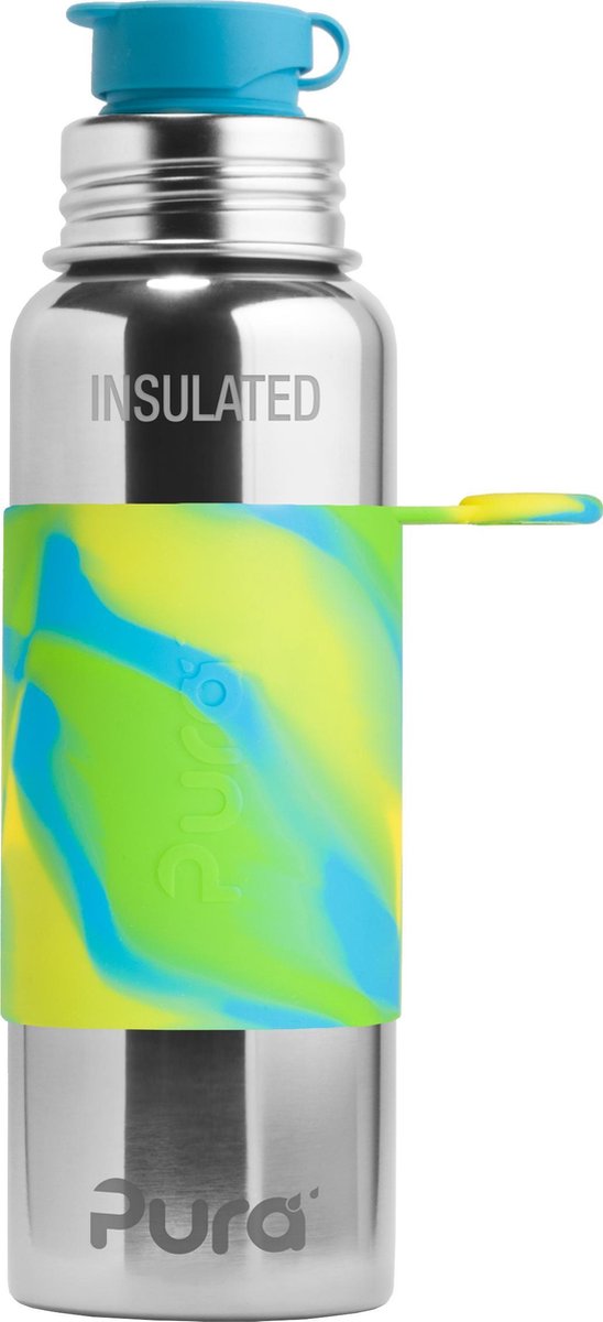 Pura thermos sportfles 650 ml + aqua swirl sleeve