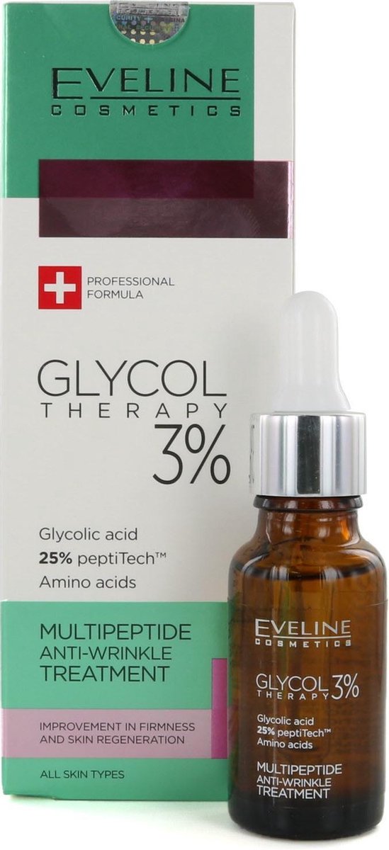 Eveline Glycol Therapy 3% Multipeptide Anti-Wrinkle Treatment Anti-rimpel crème - 18 ml