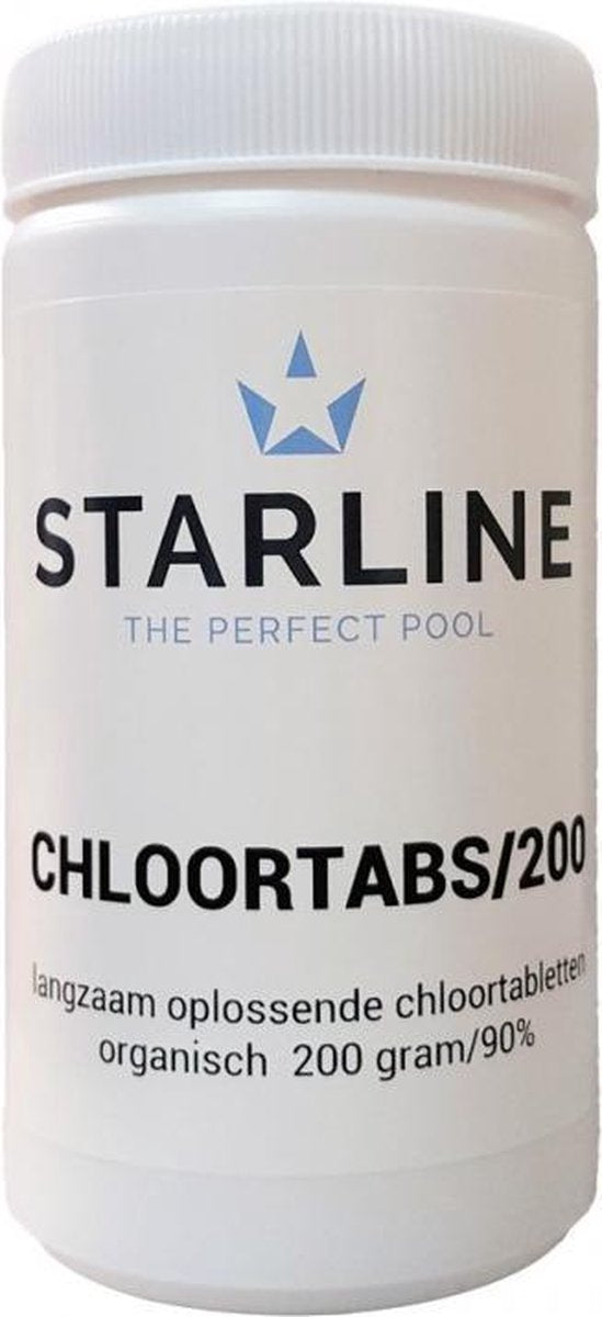 Starline Premium chloortabletten 90/200 gram per tablet - 1kg - Langwerkend Chloor - Tabletten