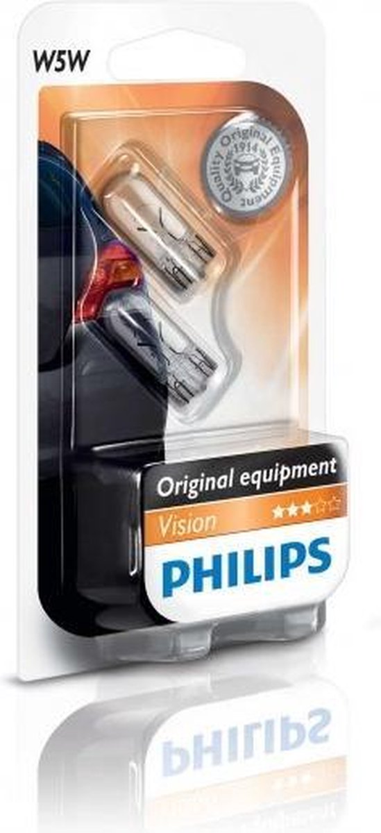 Philips Autolamp Vision T10 12 Volt 5 Watt 2 Stuks