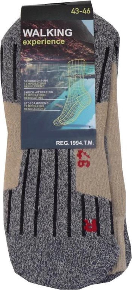 Socke|Sokken|Sok|Wandelsokken|Nordic Walking|"Beige"|Maat 35/38|Anti-Zweet|1 Paar