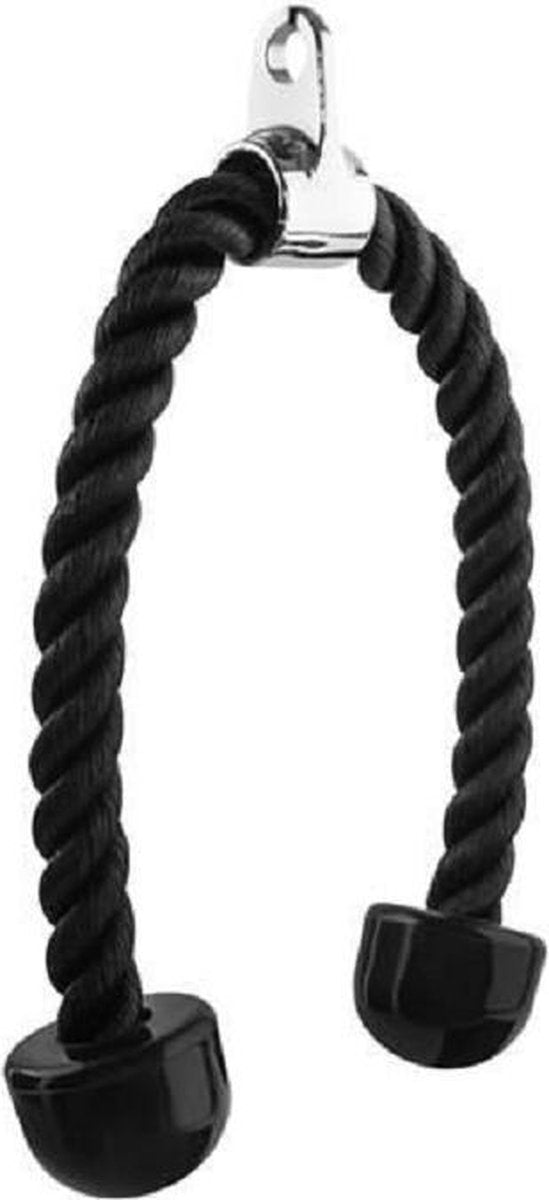 Duo Bakkersport Triceps Touw - Tricep Rope 70cm Nylon Zwart - krachtstation accessoire
