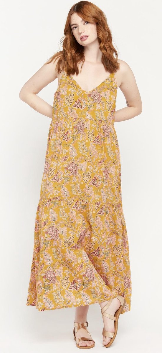 Maxi-jurk met bloemenprint - Geel