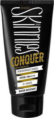 Skinnies Conquer SPF50+ - Zonnebrand Gel Gezicht en Lichaam – 4 uur Waterproof –  35ml