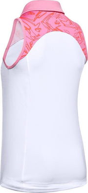 UA Zinger Sleeveless Blocked Polo-White / Lipstick / Lipstick maat: L    dames > golf kleding > tops > polo