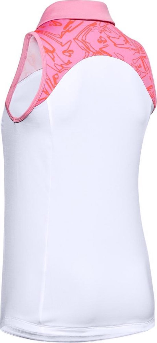 UA Zinger Sleeveless Blocked Polo-White / Lipstick / Lipstick maat: L    dames > golf kleding > tops > polo