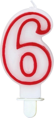 Tib Cijferkaars ''6'' 8 Cm Wax Wit/rood