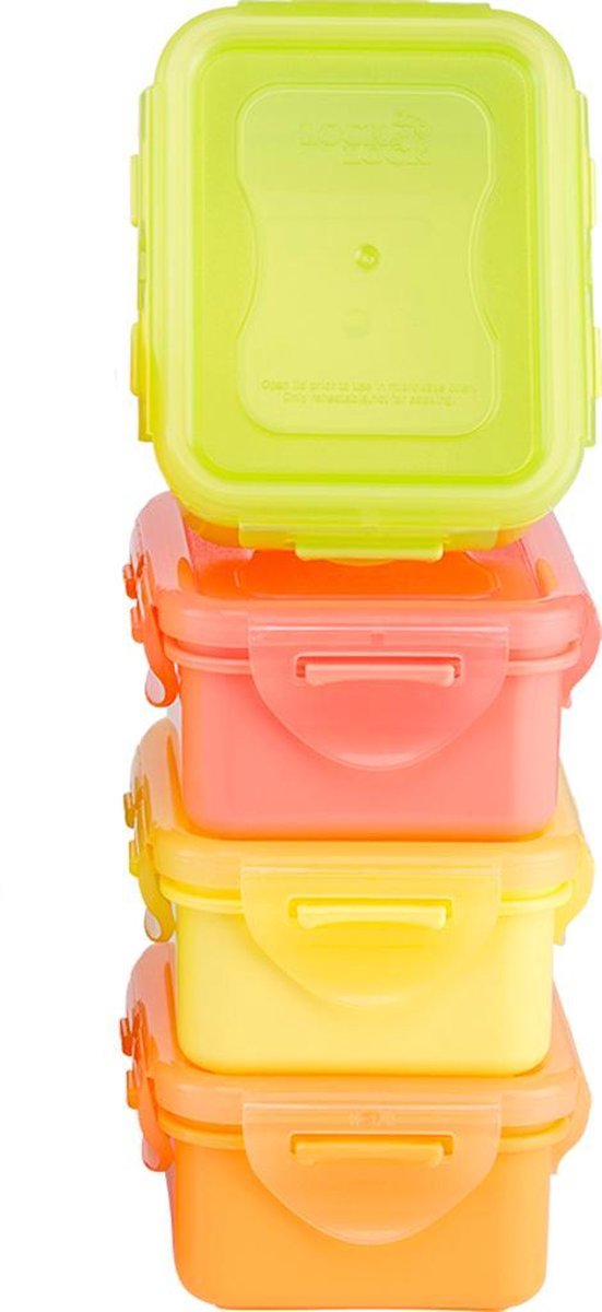 Lock&Lock (mini) Vershoudbakjes | Snackdoosjes | Snackbox - Set van 4 stuks - Klein - 180 ml - Multicolor
