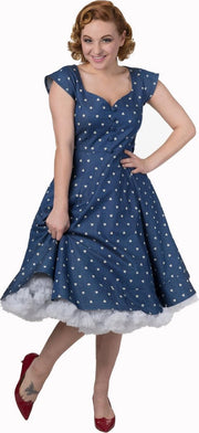 Banned Apparel Sweet Treat blue dotted dress LARGE