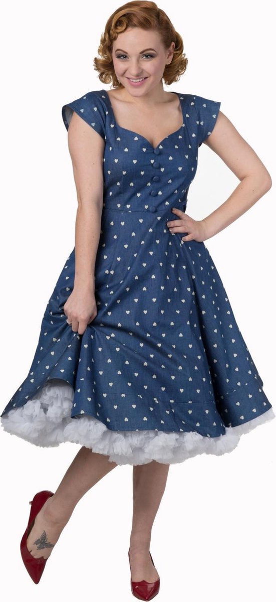 Banned Apparel Sweet Treat blue dotted dress LARGE