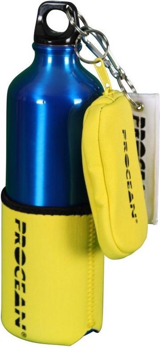 Aluminium fles 750 ml set blauw/geel