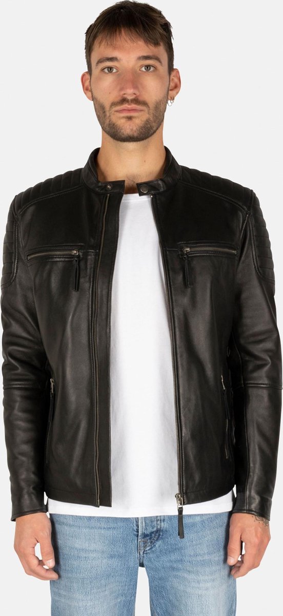 Light Shadow Leren Jas  - Heren Jas - Zwart - Maat M