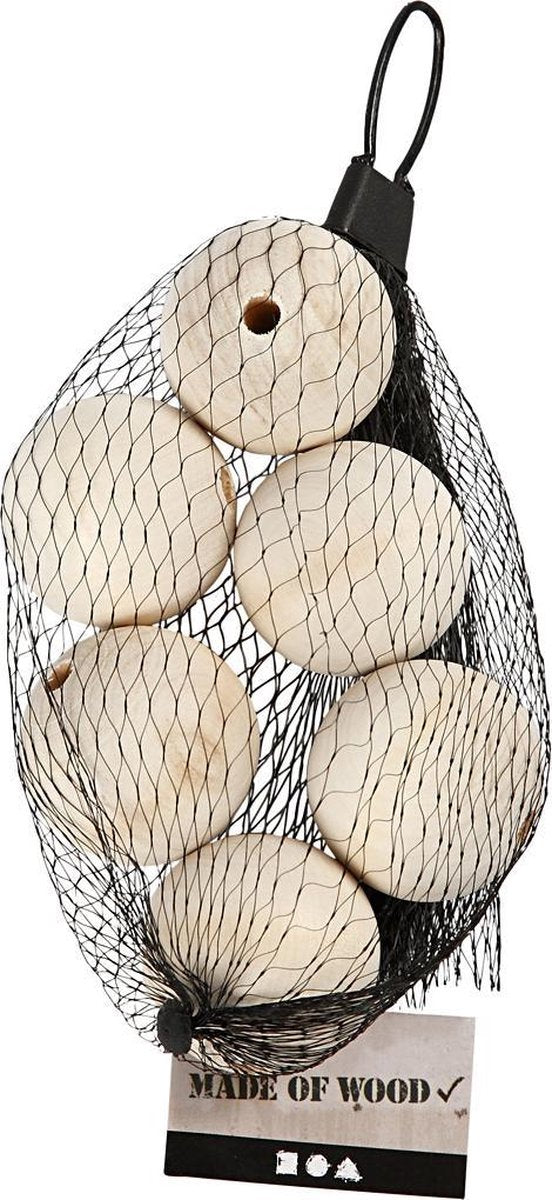 Wooden Bead. 40 mm. 7 mm. grass wood. 6 pc