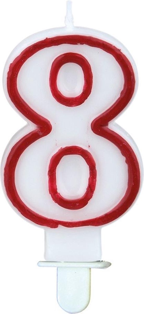 Tib Cijferkaars ''8'' 8 Cm Wax Wit/rood