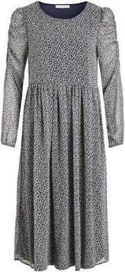 Viberin O-neck L/s Midi Dress/su 14062617 Navy Blazer/zela Print