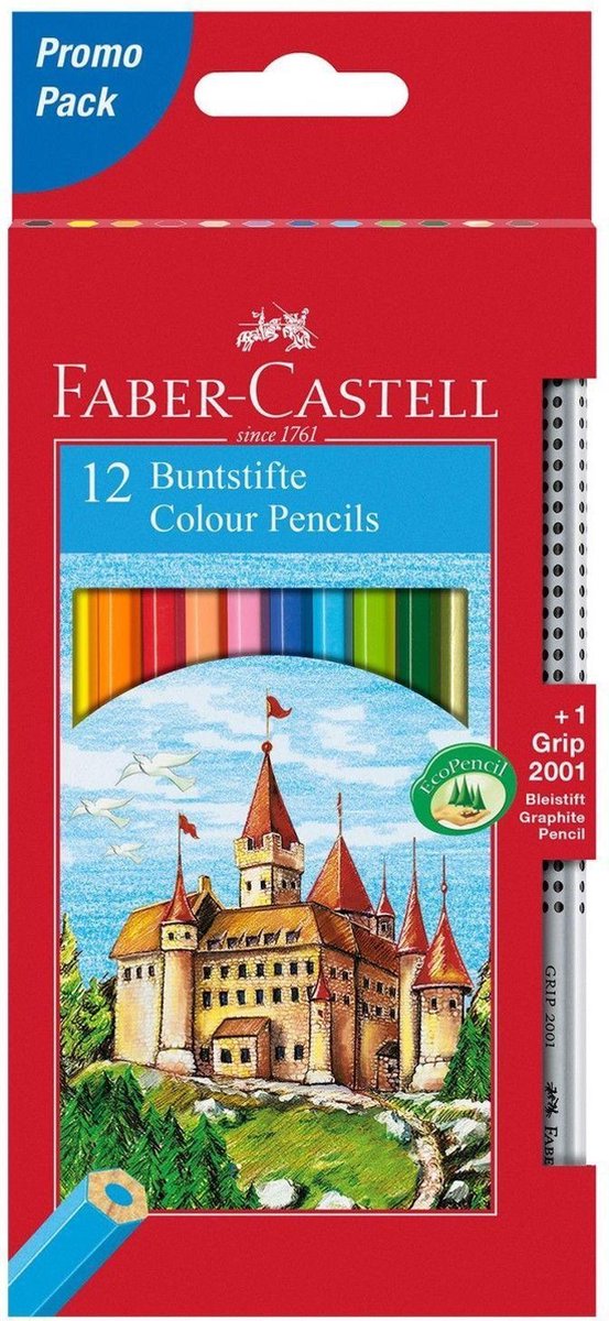 #kleurpotlood FC Castle kartonnen etui a 12st. incl gratis potlood Grip 2001 HB