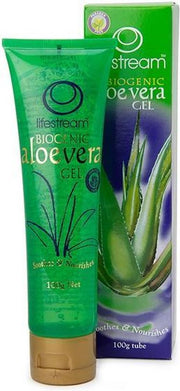 Lifestream Biogenic Aloë Vera Gel - Organically Grown - Tube100 gr. Huid herstellend - Jeuk Processierups - Verzachtend na zonverbranding