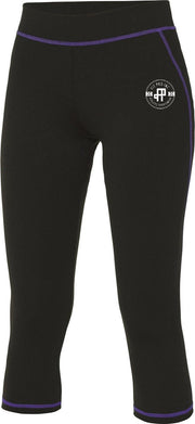 FitProWear Cool Driekwart Legging Zwart/Paars Maat XS - Sportkleding - Dames - Driekwart - Polyester - Legging - Sportbroek - Stretch