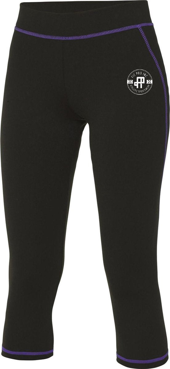 FitProWear Cool Driekwart Legging Zwart/Paars Maat XS - Sportkleding - Dames - Driekwart - Polyester - Legging - Sportbroek - Stretch
