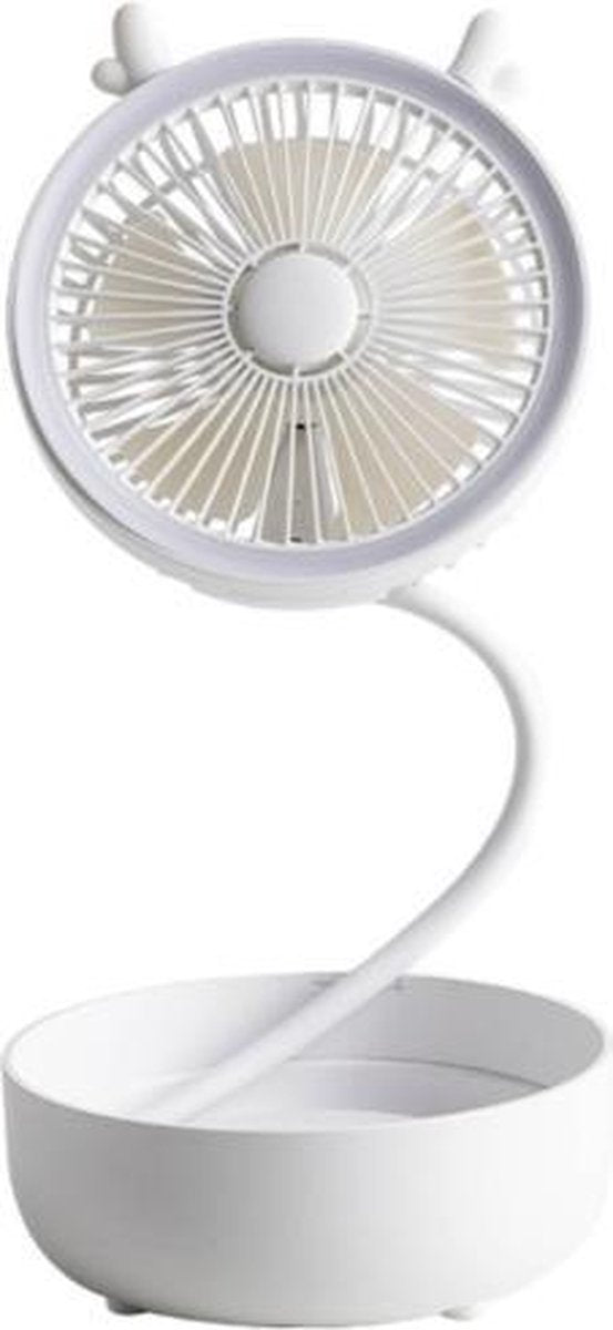 Outdoor Portable Storage Desktop Telescopisch Opvouwbaar Kleine Ventilator Aromatherapie Box Invullicht (Wit)
