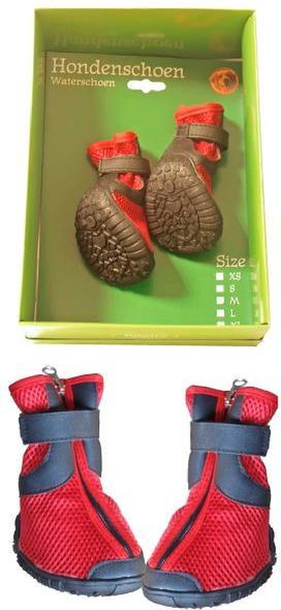 Boony waterhondenschoenen rood/zwart Xs 7cm x 6cm